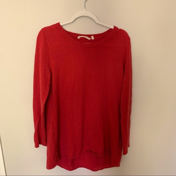 Soft surroundings Long Line Coral Wool/Alpaca Blend Woven Back Sweater Size M - Picture 1 of 8